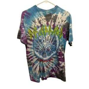 Def Leppard 90s Band T-Shirt Band Giant Tag Tie Dye Single Stitch Men's Large
